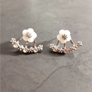 Crystal Flower Shaped Double Sided Earring